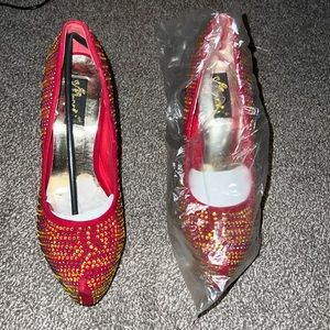 Red Pump heels ( All man made materials )